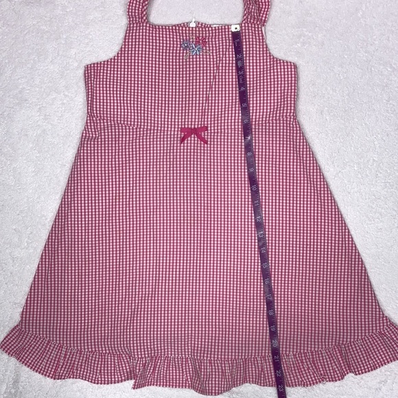 Hanna Andersson pink gingham embroidered flower sundress cotton size 120 6/7 - Picture 7 of 10